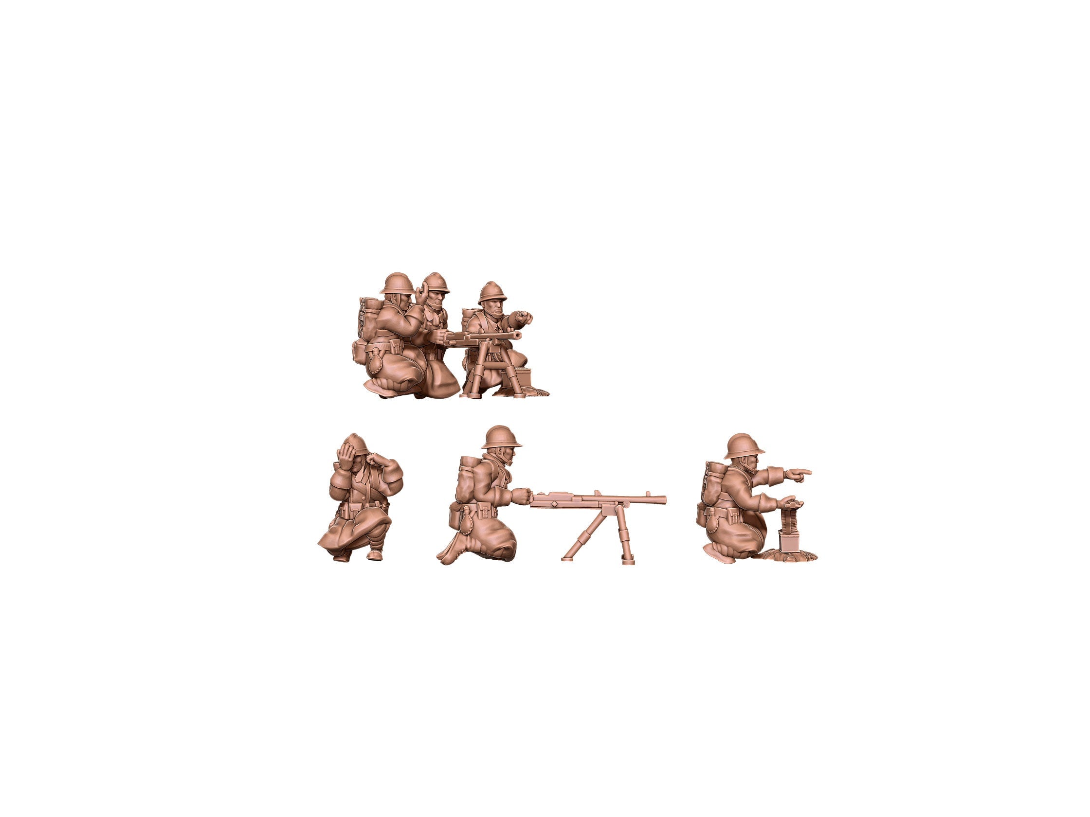 Heavy Machine Gun Team - 3 minis - French Army - Great for Table Top War Games and Dioramas - Resin 28mm - Eskice Miniature