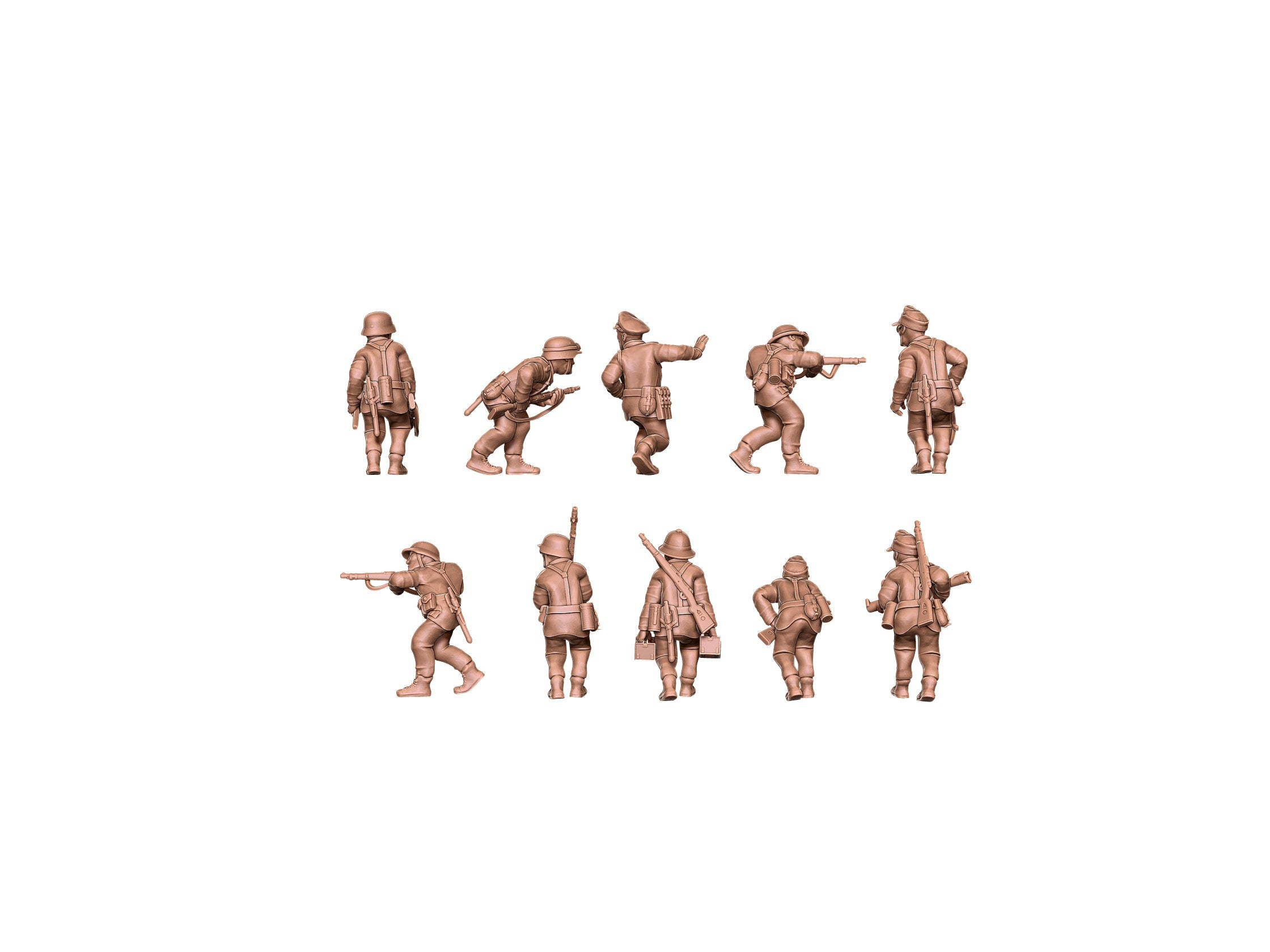 Africa Corp Infantry - 10 mini Set - German Army - Great for Table Top War Games and Dioramas - Resin 28mm - Eskice Miniature