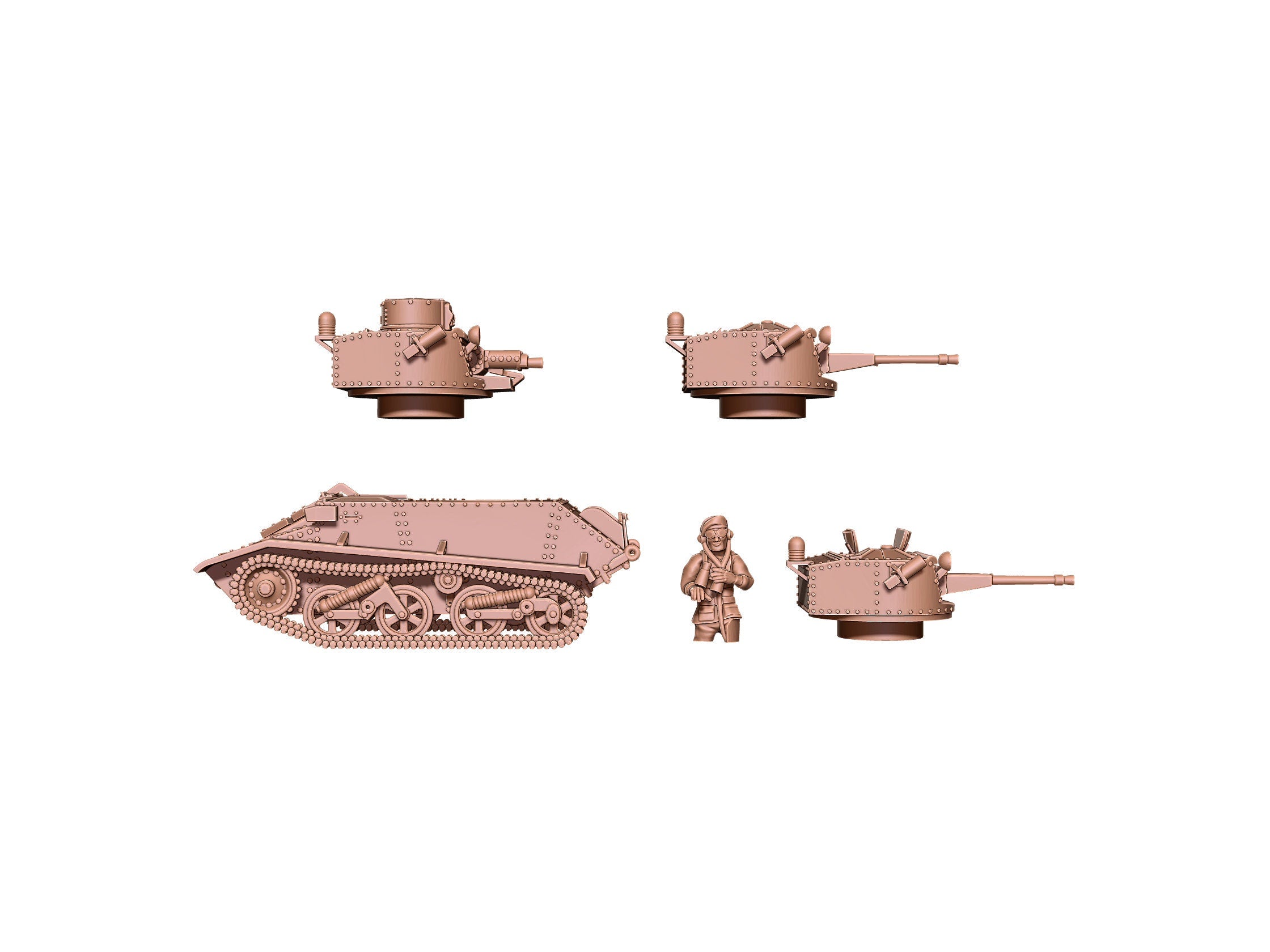 Vickers MKVI B & C - 2 Turrets - British Army - Great for Table Top War Games and Dioramas - Resin 28mm - Eskice Miniature