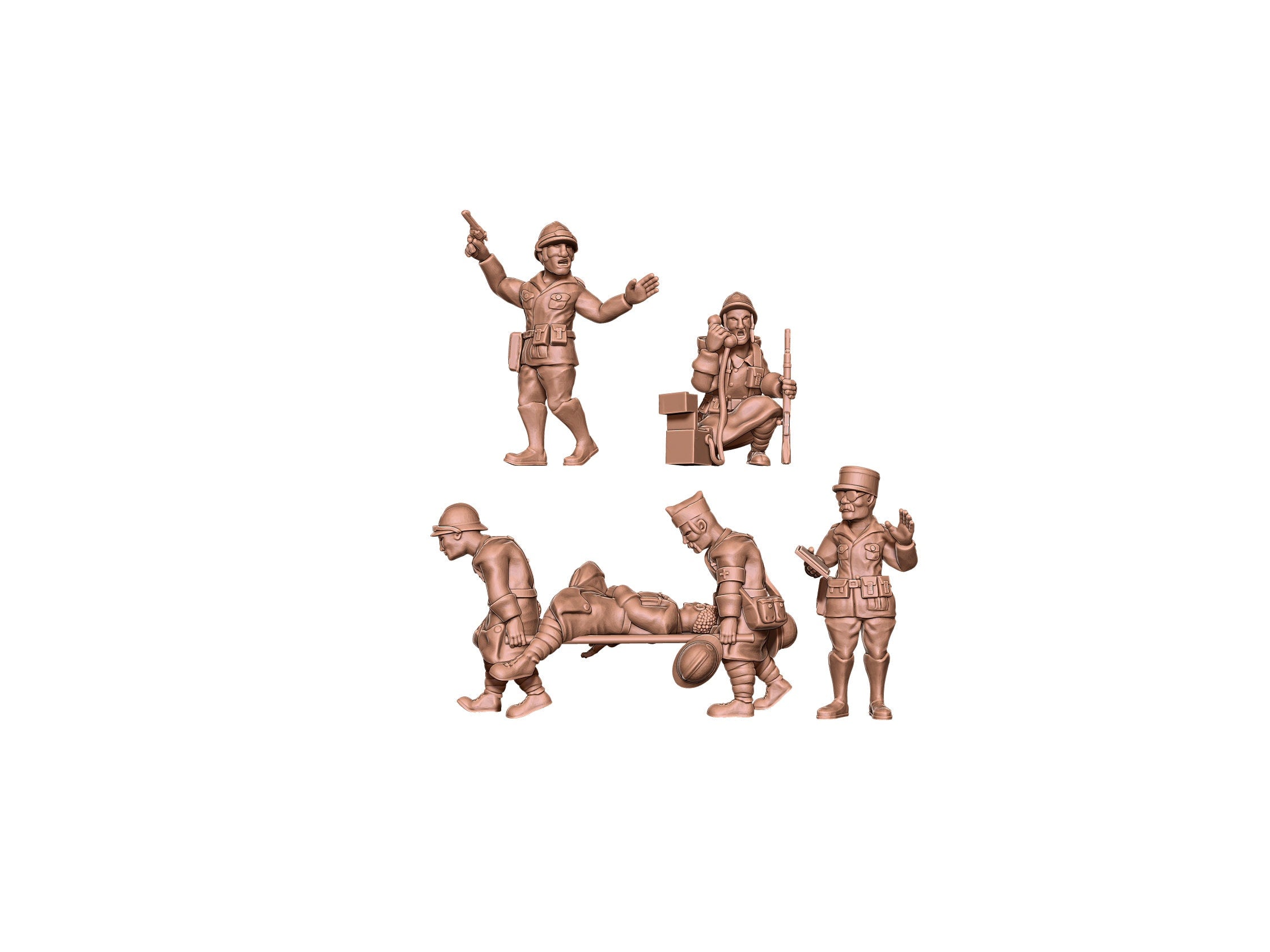 Headquarters - 5 minis - French Army - Great for Table Top War Games and Dioramas - Resin 28mm - Eskice Miniature