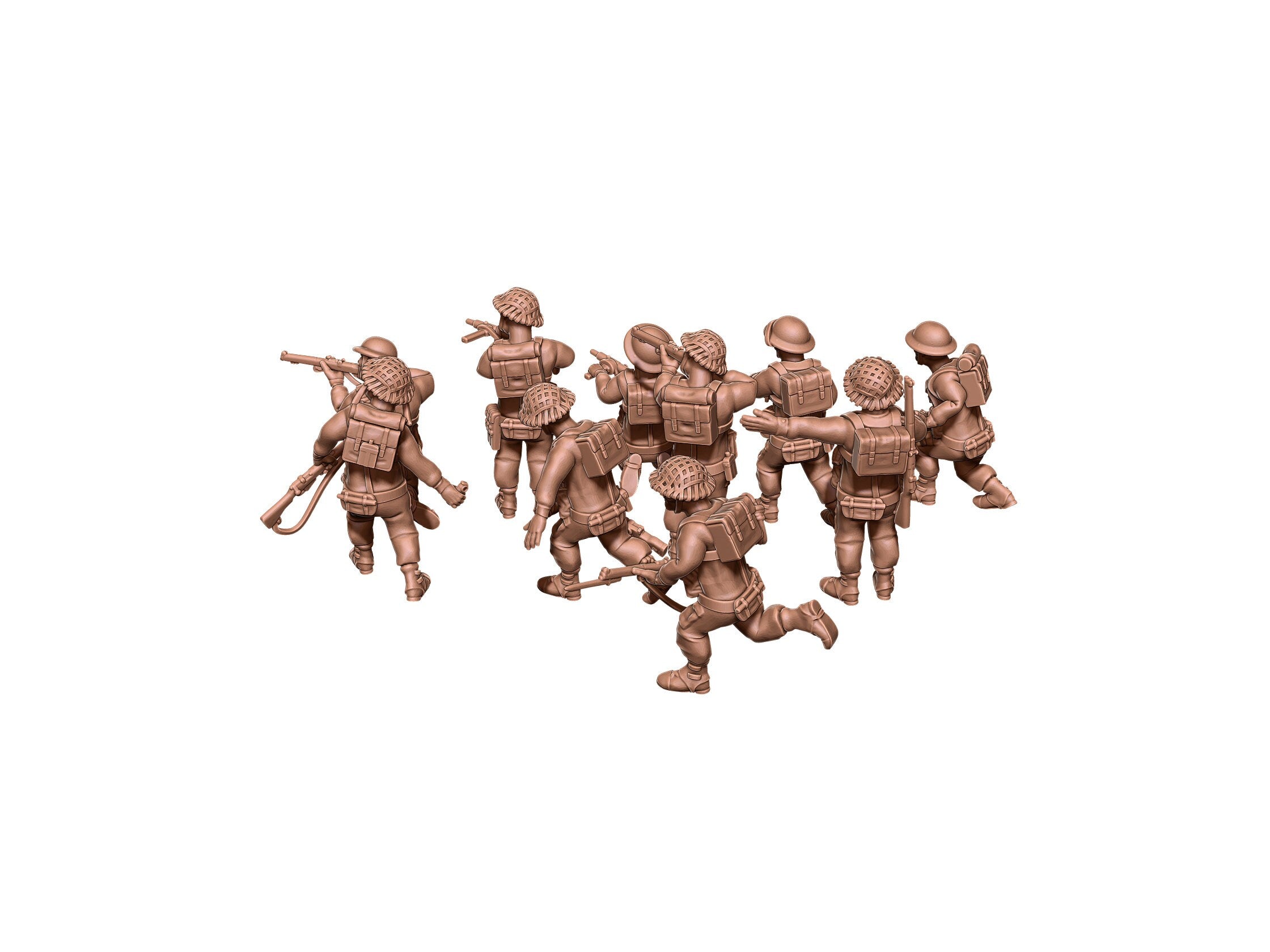UK Infantry - 10 mini Set - British Army - Great for Table Top War Games and Dioramas - Resin 28mm - Eskice Miniature