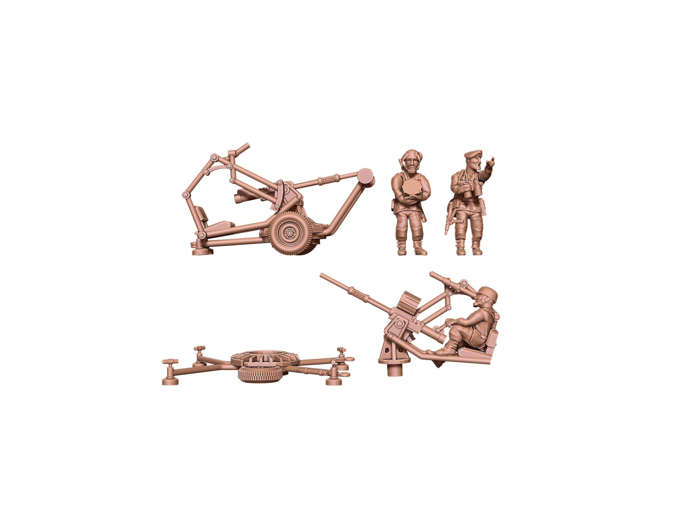 20mm Polsten gun with UK Para Set - British Army - Great for Table Top War Games and Dioramas - Resin 28mm - Eskice Miniature