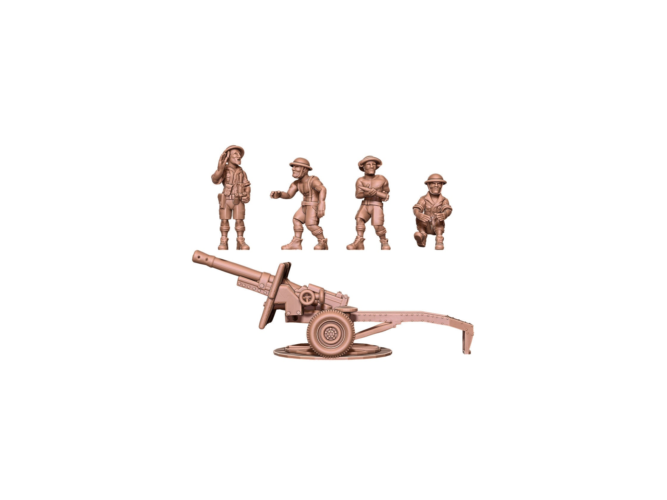 25 pdr British African front Set - British Army - Great for Table Top War Games and Dioramas - Resin 28mm - Eskice Miniature