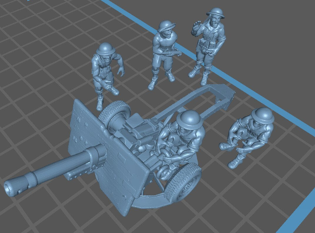 25 pdr British African front Set - British Army - Great for Table Top War Games and Dioramas - Resin 28mm - Eskice Miniature