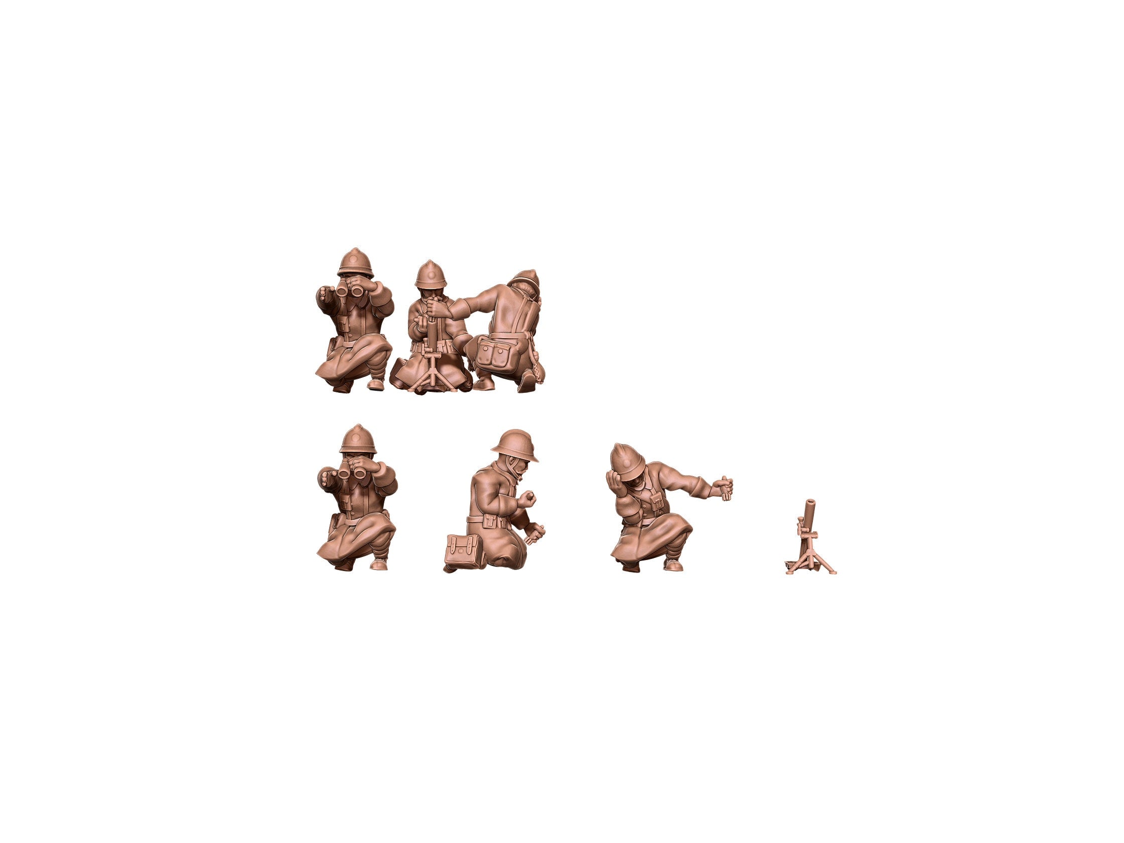 Mortar Team - 3 minis - French Army - Great for Table Top War Games and Dioramas - Resin 28mm - Eskice Miniature