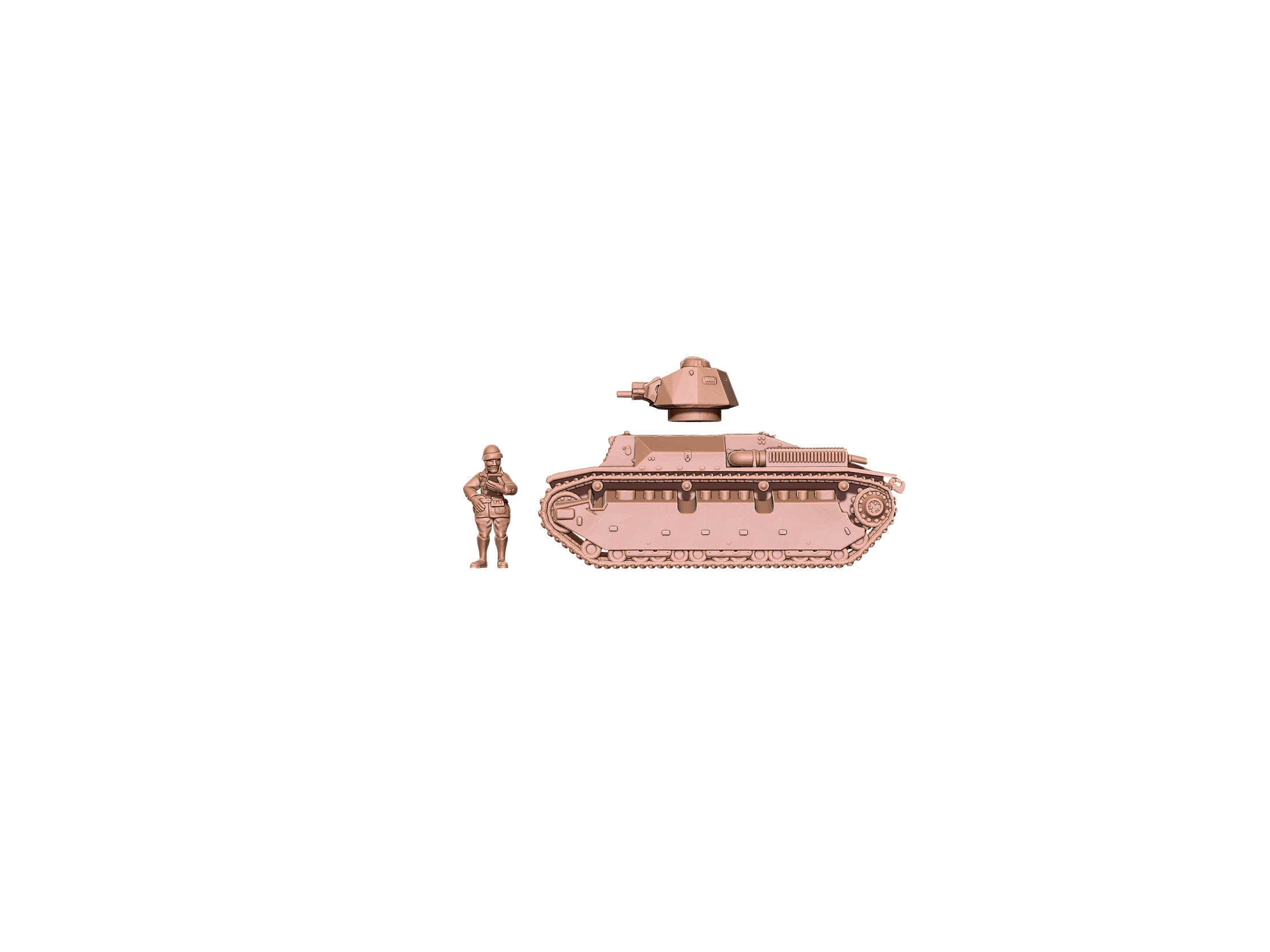 D2 Tank - French Army - Great for Table Top War Games and Dioramas - Resin 28mm - Eskice Miniature