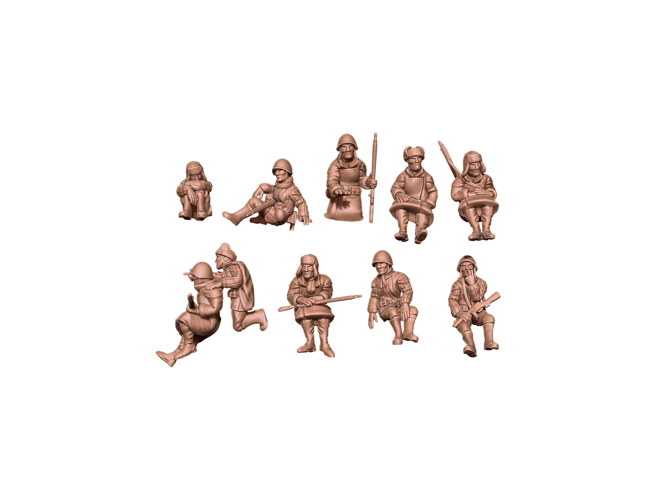 Tank Riders for SU-85 - 10 minis - Russian Army - Great for Table Top War Games and Dioramas - Resin 28mm - Eskice Miniature