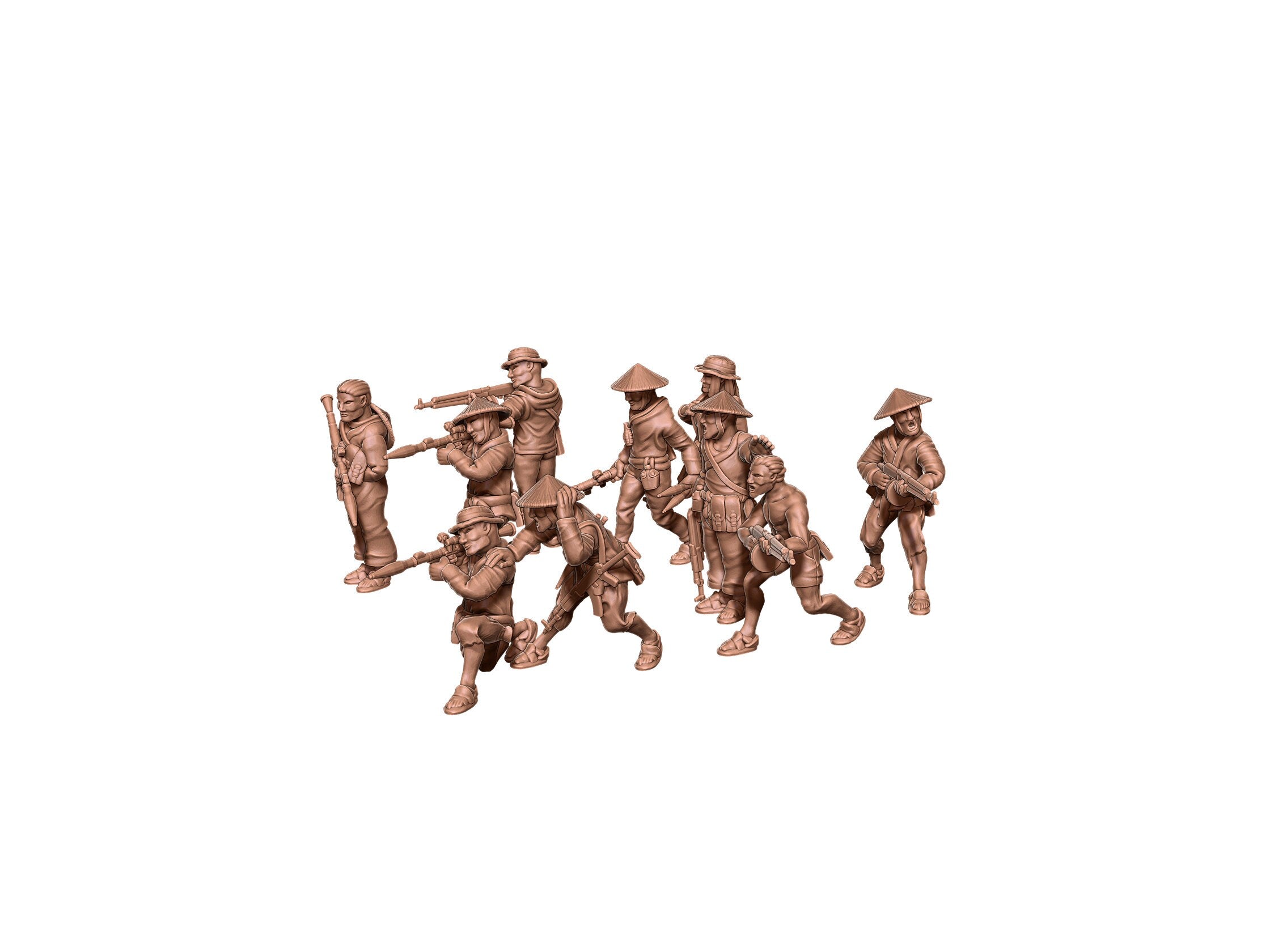 Vietcong - Vietnam Army - 9 minis - Great for Table Top War Games and Dioramas - Resin 28mm - Eskice Miniature