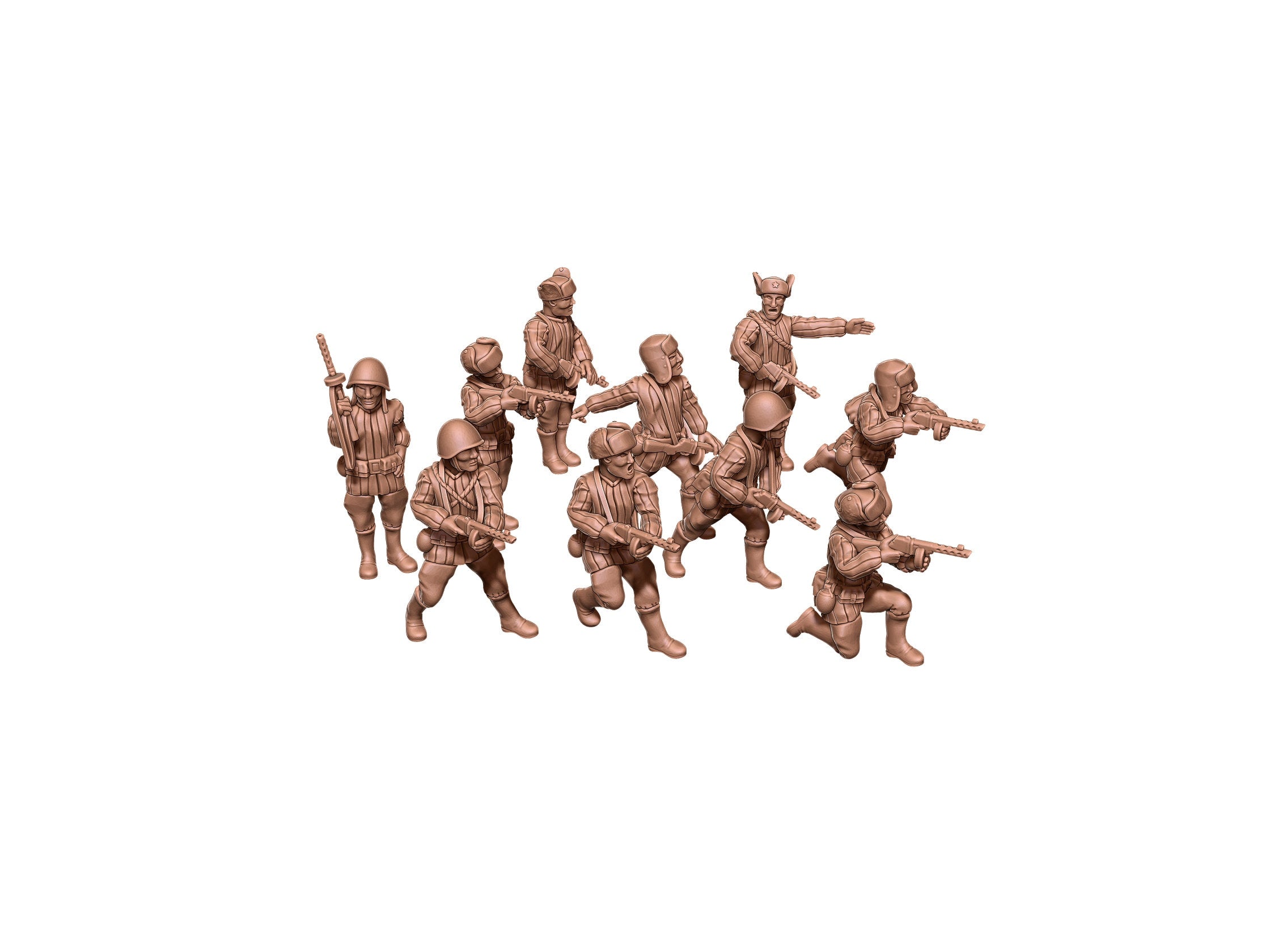 Infantry w/ PPSH-41 - 10 minis - Russian Army - Great for Table Top War Games and Dioramas - Resin 28mm - Eskice Miniature