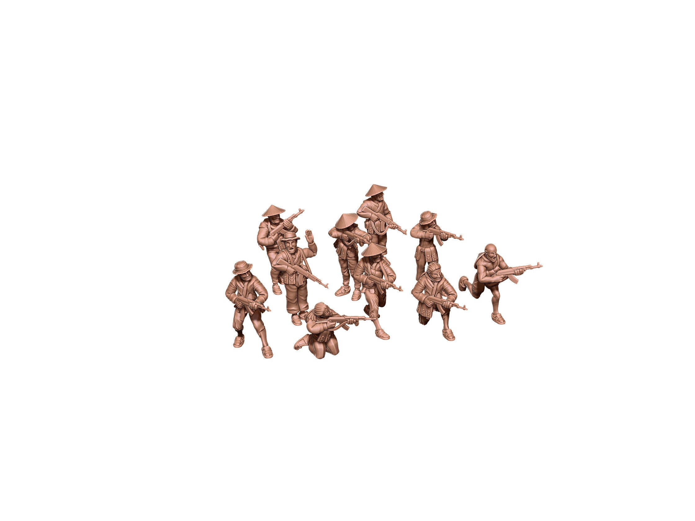 Vietcong w/ AK47 - Vietnam Army - 10 minis - Great for Table Top War Games and Dioramas - Resin 28mm - Eskice Miniature
