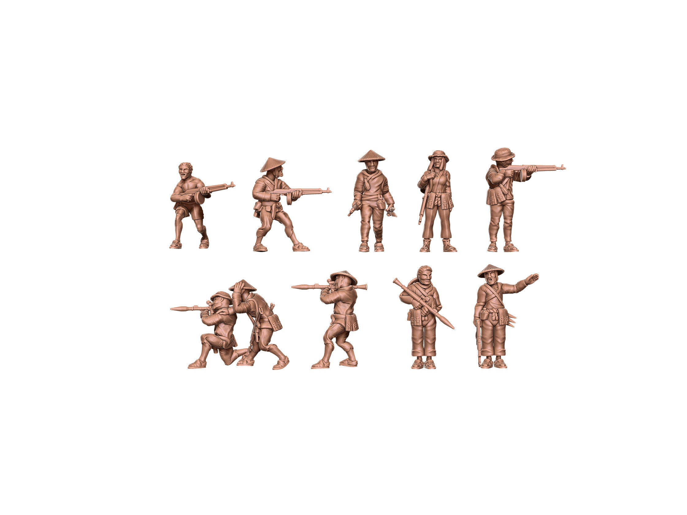 Vietcong - Vietnam Army - 9 minis - Great for Table Top War Games and Dioramas - Resin 28mm - Eskice Miniature