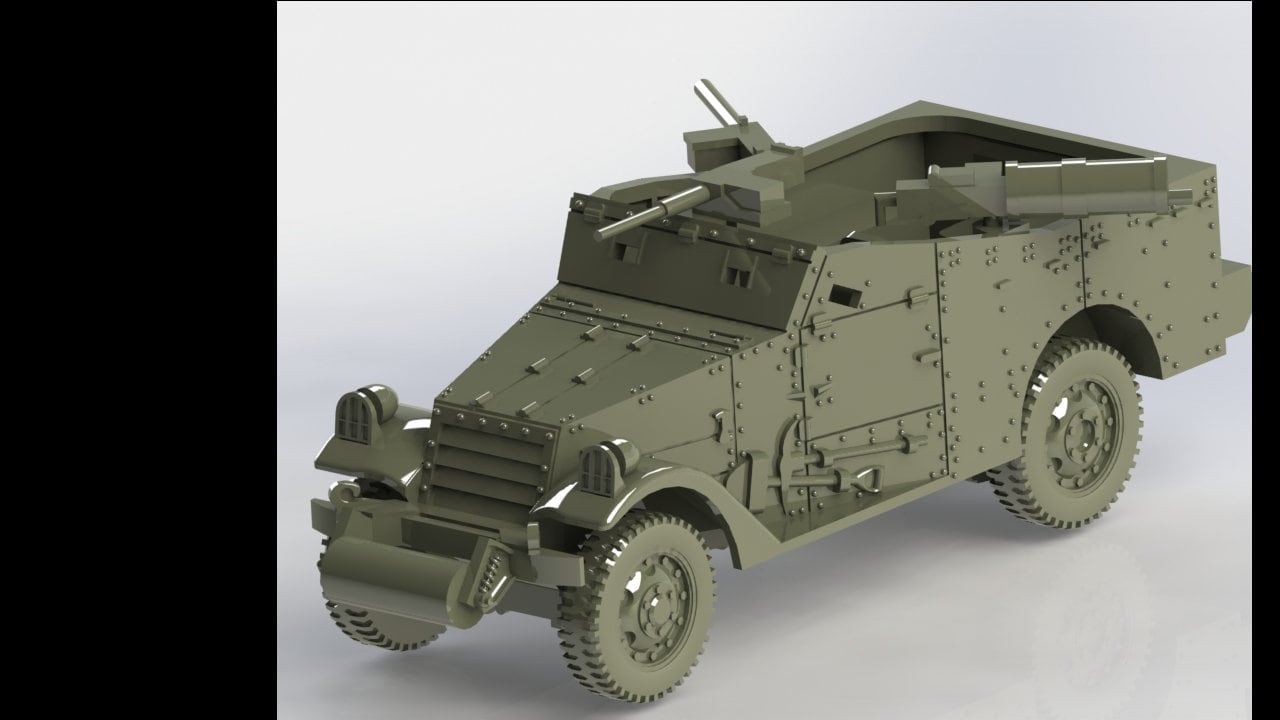 M3A1E1 - Lend-Lease Models - US Army - Great for Table Top War Games and Dioramas - Resin - 28 mm scale - wargame3d