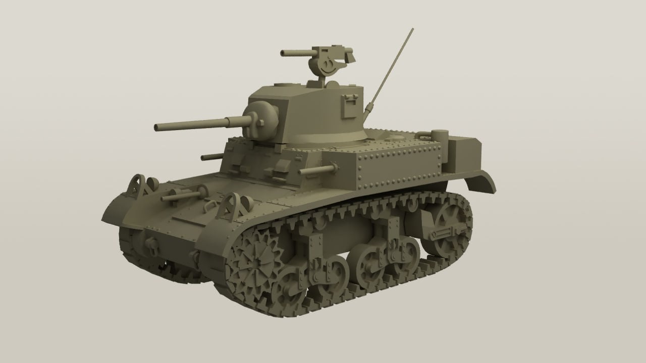 M3A1 (M3L) Stuart - Lend-Lease Models - US Army - Great for Table Top War Games and Dioramas - Resin - 28 mm scale - wargame3d