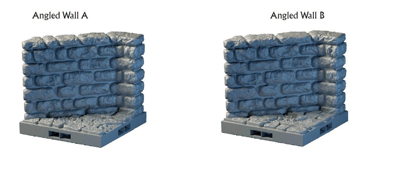 Angled Wall Tiles - Lost Dungeons - DragonLock - DND - Pathfinder - RPG - Dungeon & Dragons - 28 mm/ 1" - Terrain - Fat Dragon Games