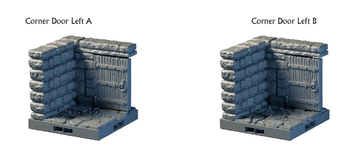 Openable Door Tiles - Lost Dungeons - DragonLock - DND - Pathfinder - RPG - Dungeon & Dragons - 28 mm/ 1" - Terrain - Fat Dragon Games