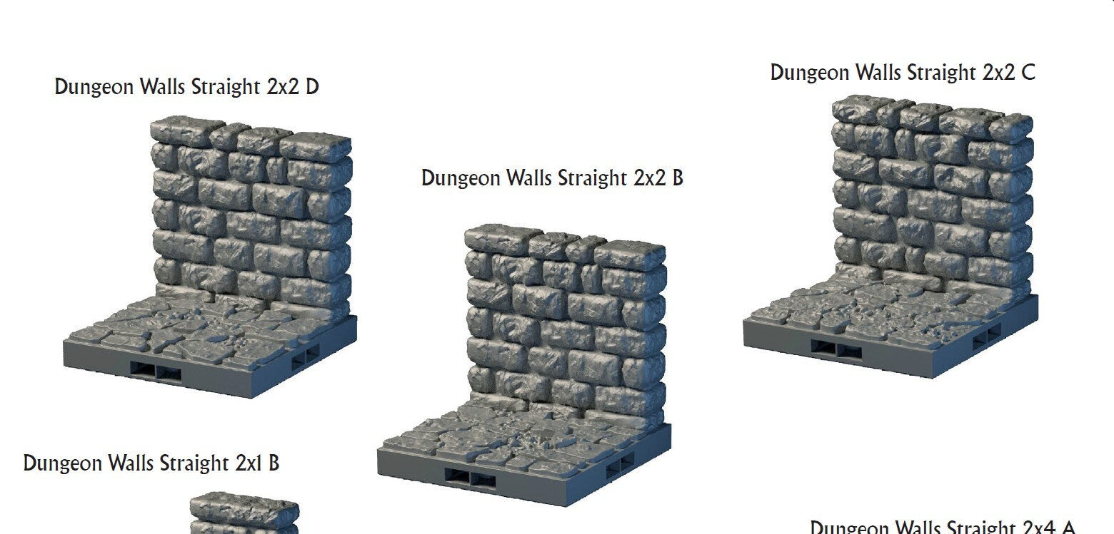 Lost Dungeons - Straight Wall Tiles- DragonLock - DND - Pathfinder - RPG - Dungeon & Dragons - 28 mm/1" - Terrain - Fat Dragon Games
