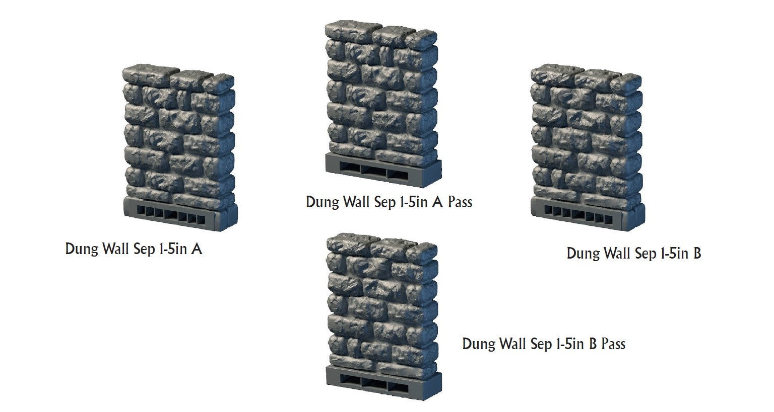 Lost Dungeons - Separate Wall Tiles- DragonLock - DND - Pathfinder - RPG - Dungeon & Dragons - 28 mm/ 1" - Terrain - Fat Dragon Games