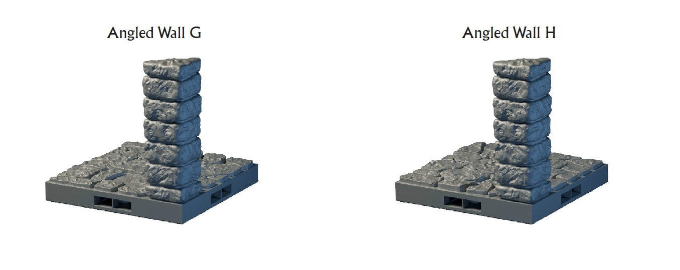 Angled Wall Tiles - Lost Dungeons - DragonLock - DND - Pathfinder - RPG - Dungeon & Dragons - 28 mm/ 1" - Terrain - Fat Dragon Games