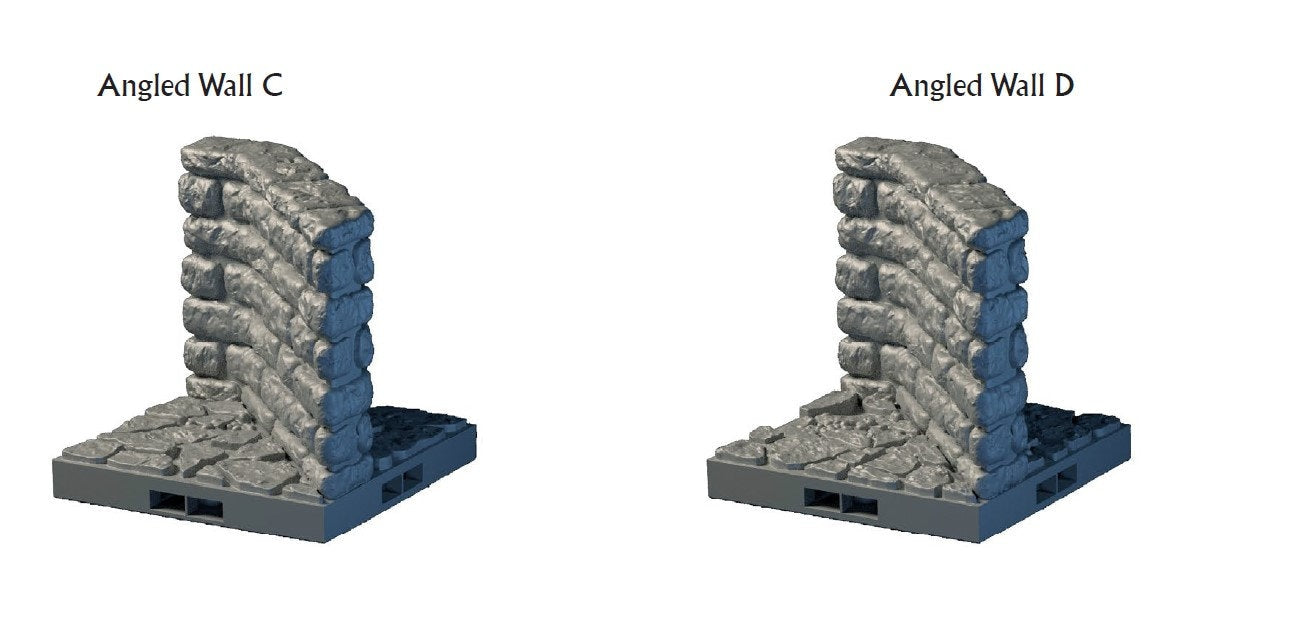 Angled Wall Tiles - Lost Dungeons - DragonLock - DND - Pathfinder - RPG - Dungeon & Dragons - 28 mm/ 1" - Terrain - Fat Dragon Games