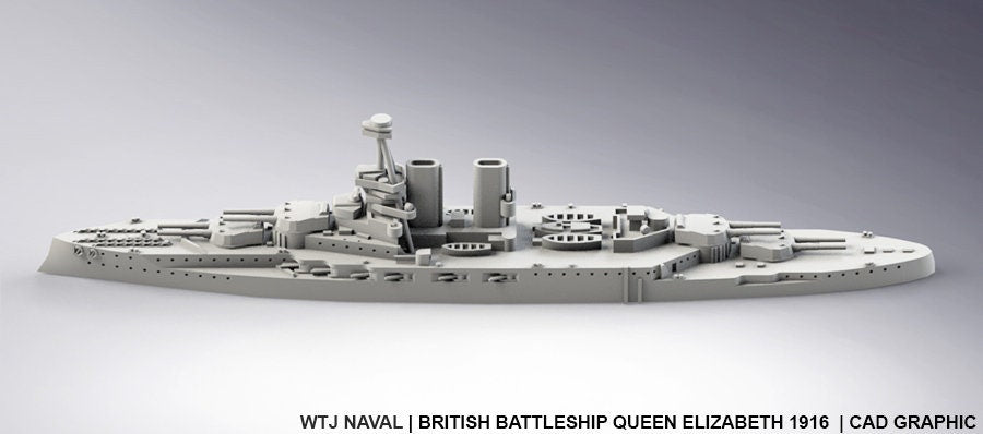 Queen Elizabeth - 1916 - UK Royal Navy - Pre Dreadnought Era - Wargaming - Axis and Allies - Naval Miniature - Warships