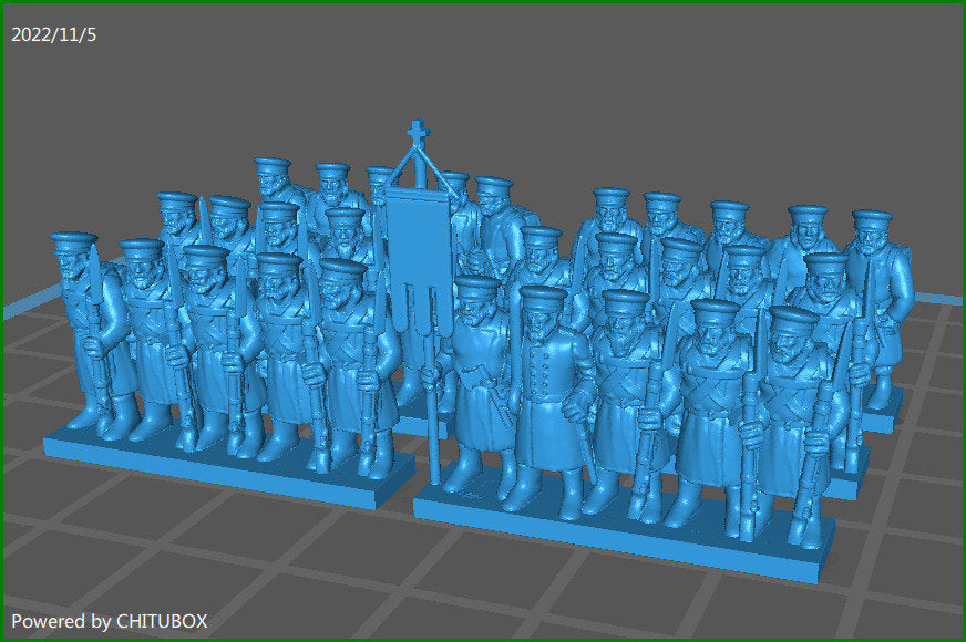 Russian Opolchenie with cap- 6 Strips - Great for Table Top War Games And Dioramas - Historical Wargaming - Resin Epic 15 mm Miniatures
