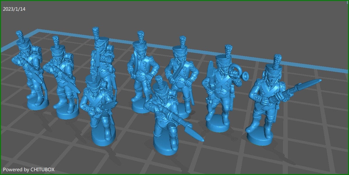 French Elites coy skirmishing 1808 high uniform - 9 Minis - Epic 15 mm Scale - War Games & Dioramas - Historical Wargaming - Resin