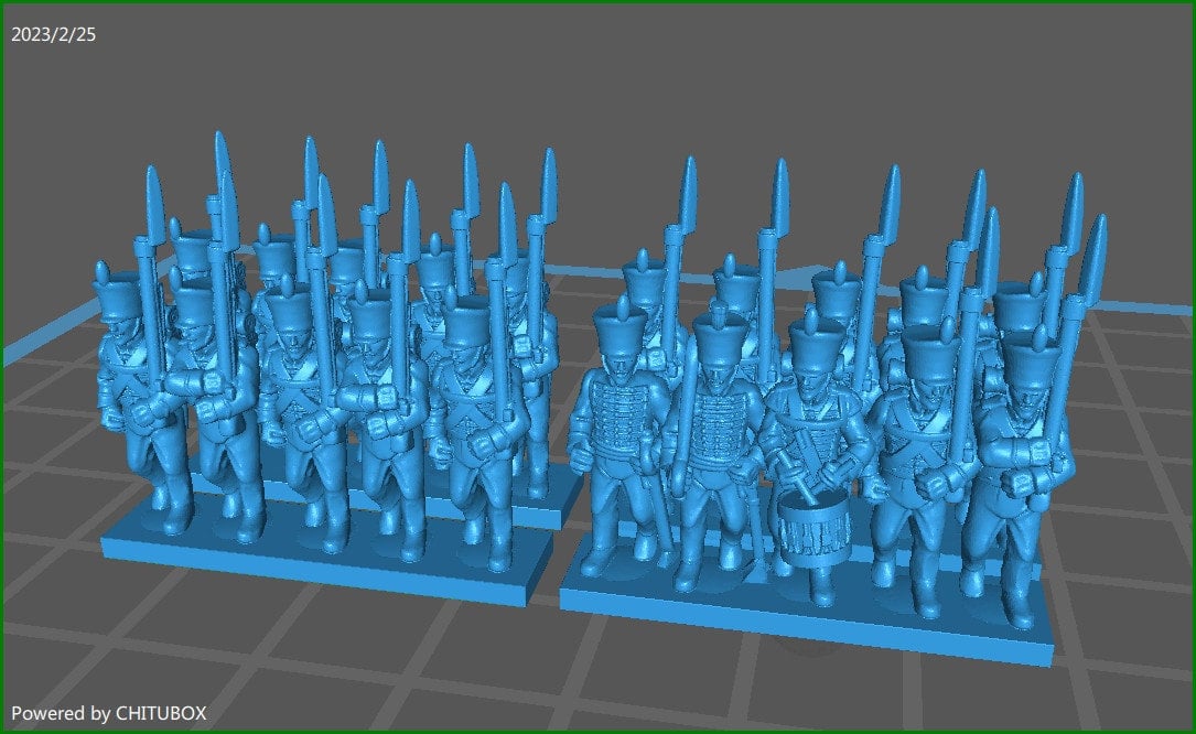 Brunwick line/light infantry - 4 Strips - Epic 15 mm Scale - Tabletop War Games & Dioramas - Historical Wargaming - Resin