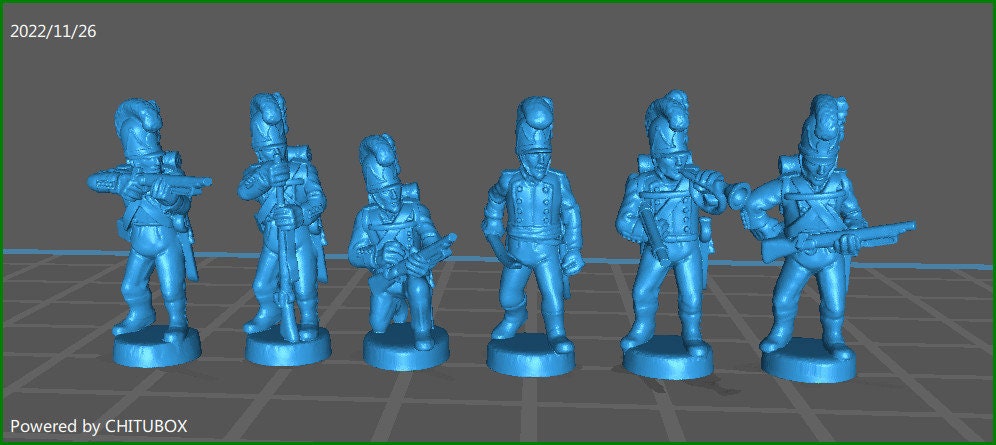 Bavarian Jaegers skirmishing - 6 Minis - Epic 15 mm Scale - Great for Tabletop War Games & Dioramas - Historical Wargaming - Resin