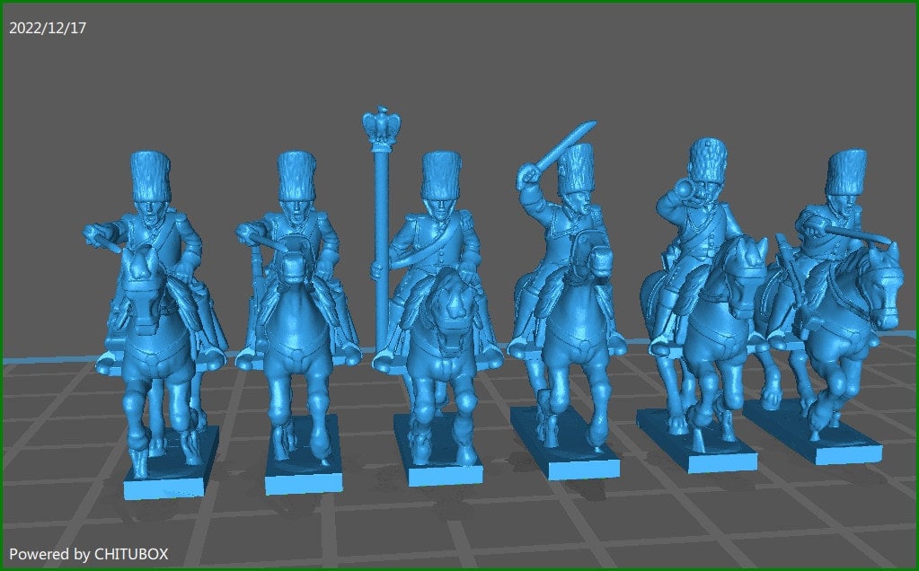 French Guard Grenadiers a Chevall in surtout 1813 saddle - 6 Minis - Epic 15 mm Scale - War Games & Dioramas - Historical Wargaming - Resin