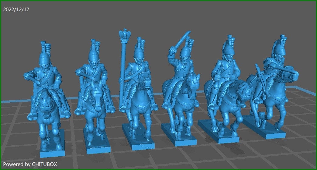 French Guard Dragoons in surtout 1813 saddle - 6 Minis - Epic 15 mm Scale - Tabletop War Games & Dioramas - Historical Wargaming - Resin