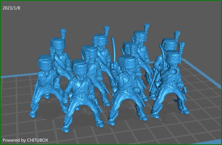 French Guard Chasseurs a Chevall campaign dress - 10 Mini - 28 mm Scale - Tabletop War Games And Dioramas - Historical Wargaming - Resin