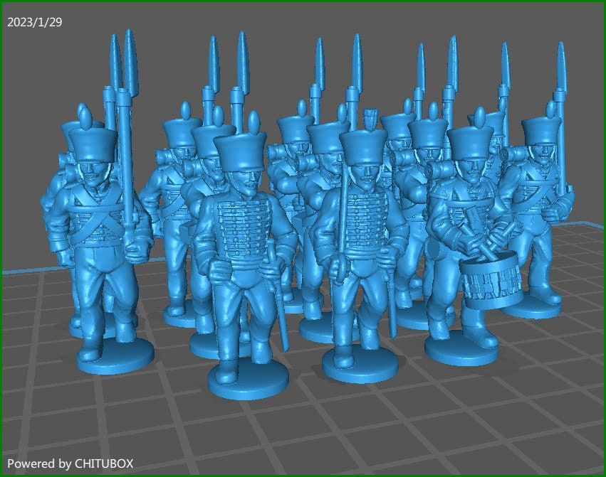 Brunswick Line/light btg 1809-15 covered shako - 13 Mini - 28 mm Scale - Tabletop War Games And Dioramas - Historical Wargaming - Resin