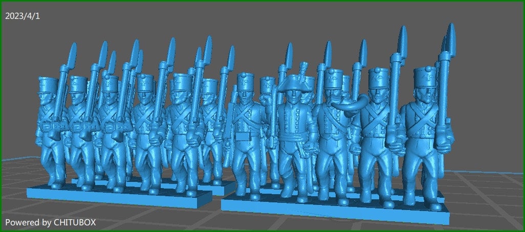 Prussian Fusiliers btg 1806-7 - 4 Strips - Epic 15 mm Scale - Tabletop War Games & Dioramas - Historical Wargaming - Resin