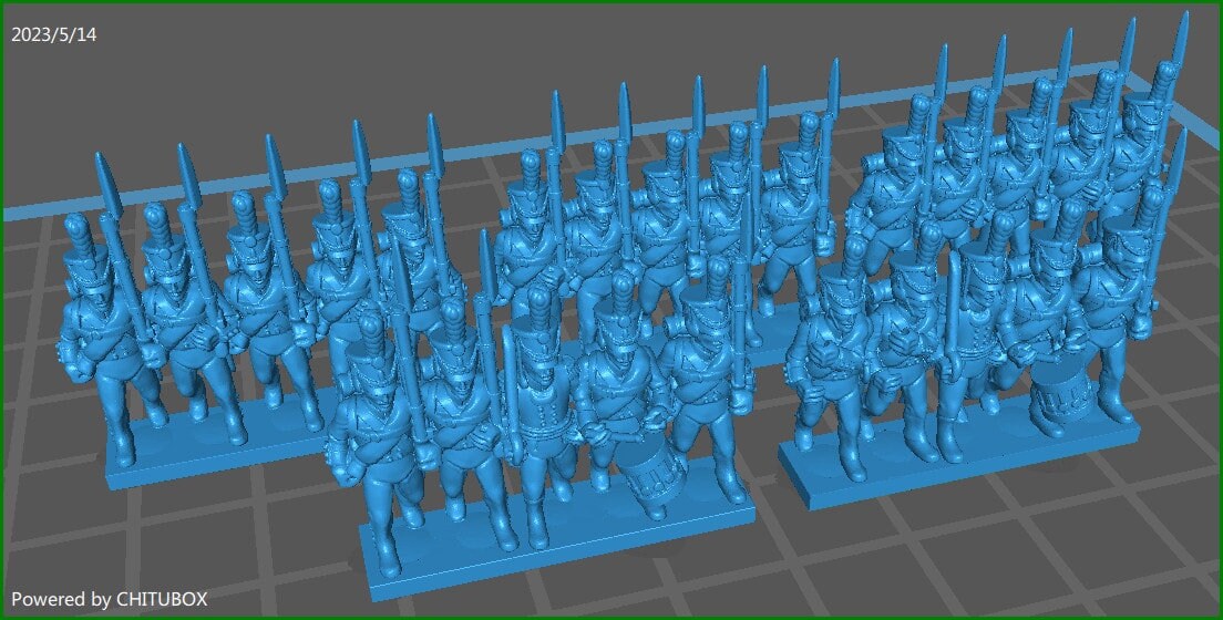 Russian Grenadiers/Jaegers btg 1808-12 with shako - 5 Strips - Epic 15 mm Scale - Tabletop War Games & Dioramas -Historical Wargaming- Resin