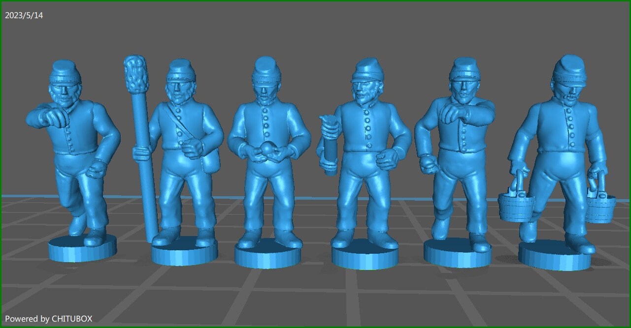 ACW Artillery , with kepi, shell jacket - 6 Minis - 15 mm Scale - War Games & Dioramas -Historical Wargaming- Resin - American Civil War