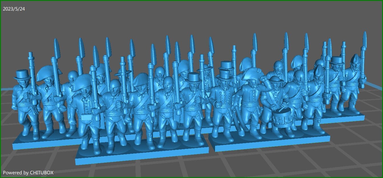 Spanish Volunteers btg 1807-13 with civilian clothes - 5 Strips - Epic 15 mm Scale - War Games & Dioramas -Historical Wargaming- Resin