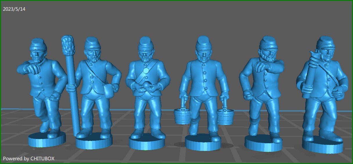 ACW Artillery , with kepi, sack coat - 6 Minis - 15 mm Scale - War Games & Dioramas -Historical Wargaming- Resin - American Civil War