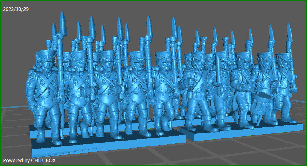 French Mid Guard Chasseurs - 4 Strips of Minis - Epic 15mm Miniatures