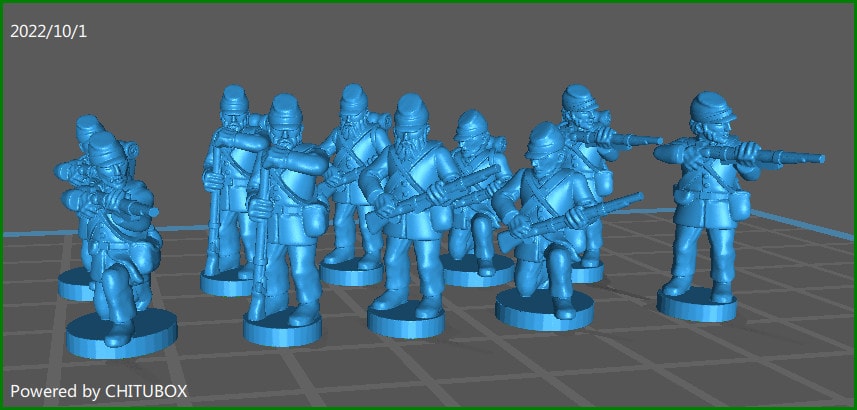 ACW Infantry skirmishing , with kepi 2 - 10 Minis - 15mm Miniatures