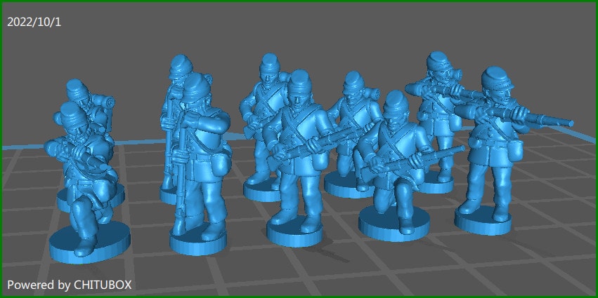 ACW Infantry skirmishing , with kepi - 10 Minis - 15mm Miniatures