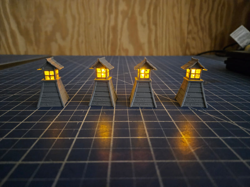 Samurai - Set of 4 Lanterns - DND - Pathfinder - Dungeons & Dragons -  - Test of Honour - RPG - Tabletop - 28 mm / 1"