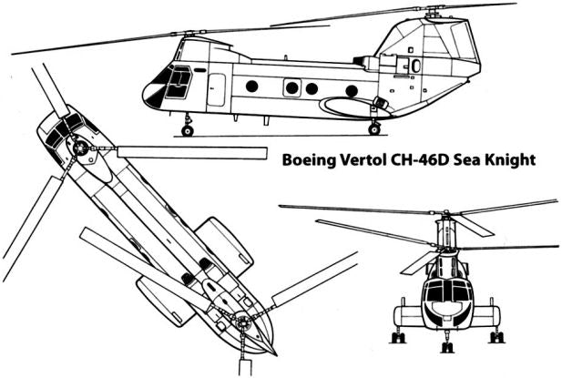 Boeing Vertol CH-46 Sea Knight - Cold War Jets and Helicopters - 1/200 Scale - wargame3d