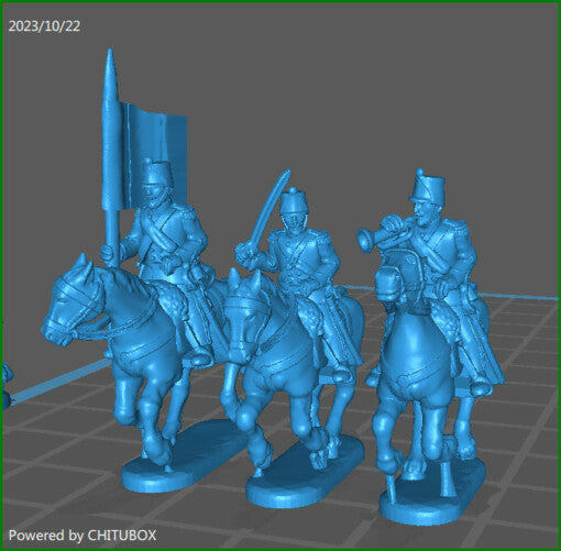 15mm Piedmontese Light Cavallery 1848-66 command - 3 minis - MC Minis