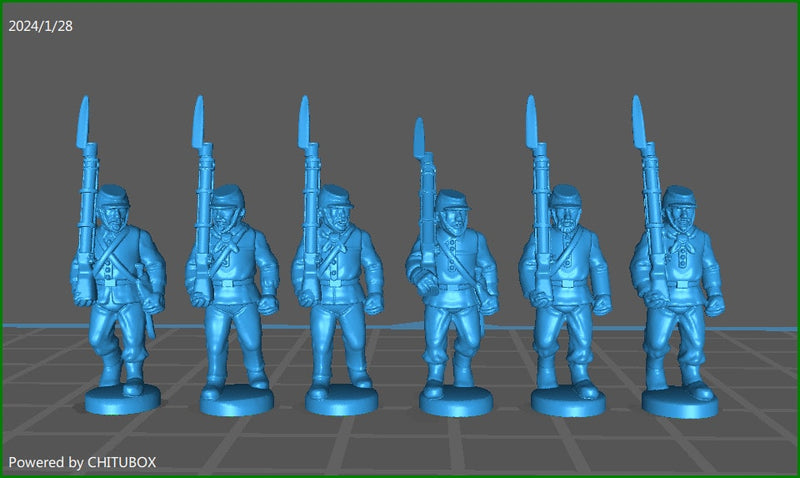 15mm Piedmont Garibaldini marching 1 1858-66 - 6 minis