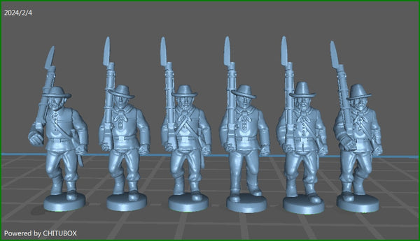 15mm Piedmont Garibaldini marching with hat 1858-66 - 6 minis