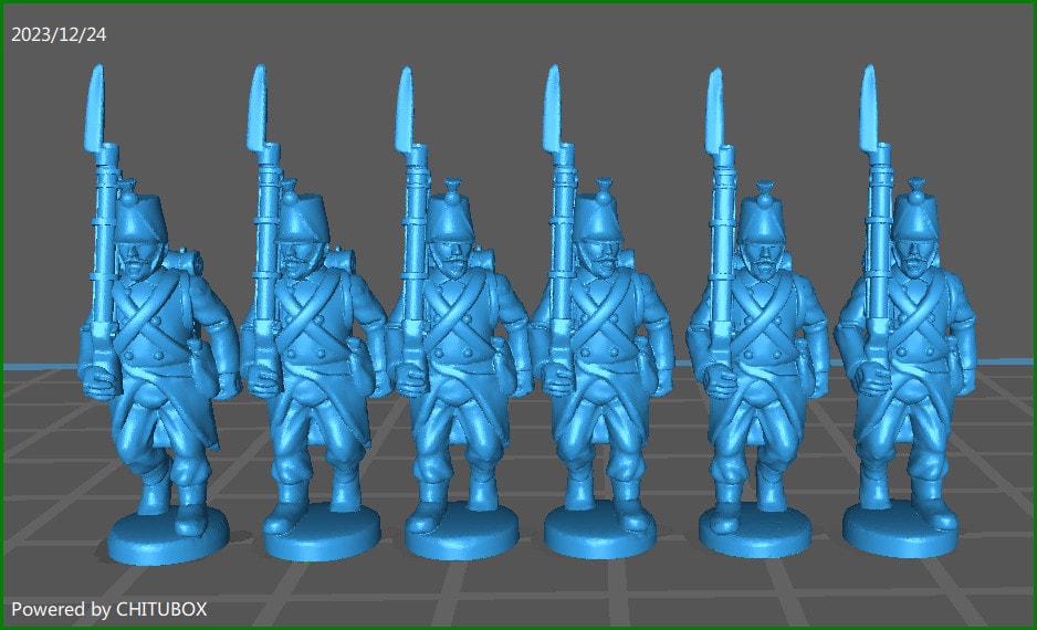 15mm Neapolitan inf rgt marching 1859-61 - 6 minis