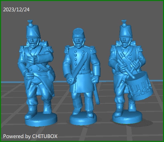 15mm Neapolitan inf rgt command marching 1859-61 - 3 minis