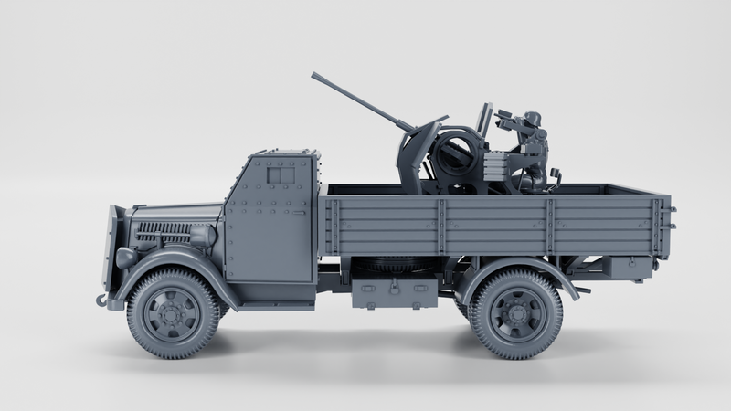 Opel Blitz with FLAK38 20mm with armored cab (+15cm Panzerwerfer) - Germany - Bolt Action - wargame3d - 28mm Scale