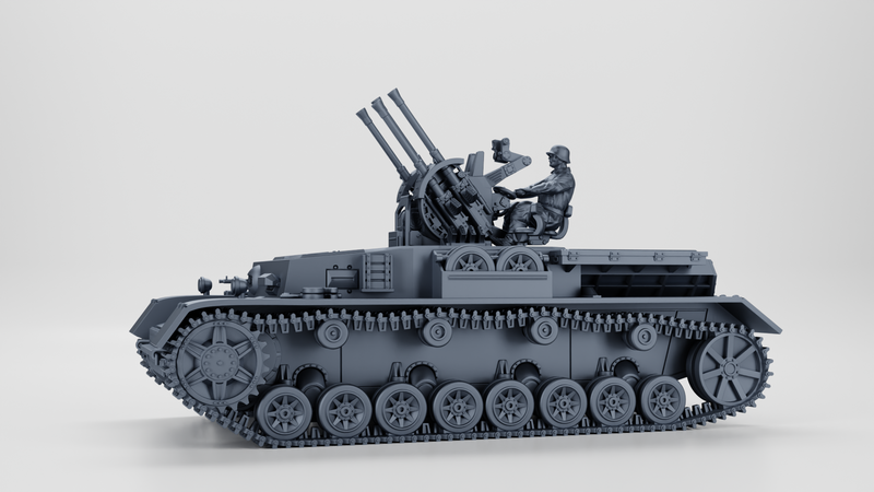 Wilhelm Krause Field Mod. Flakpanzer IV+Gunner - WWII - German Army -  wargame3d- 28mm Scale