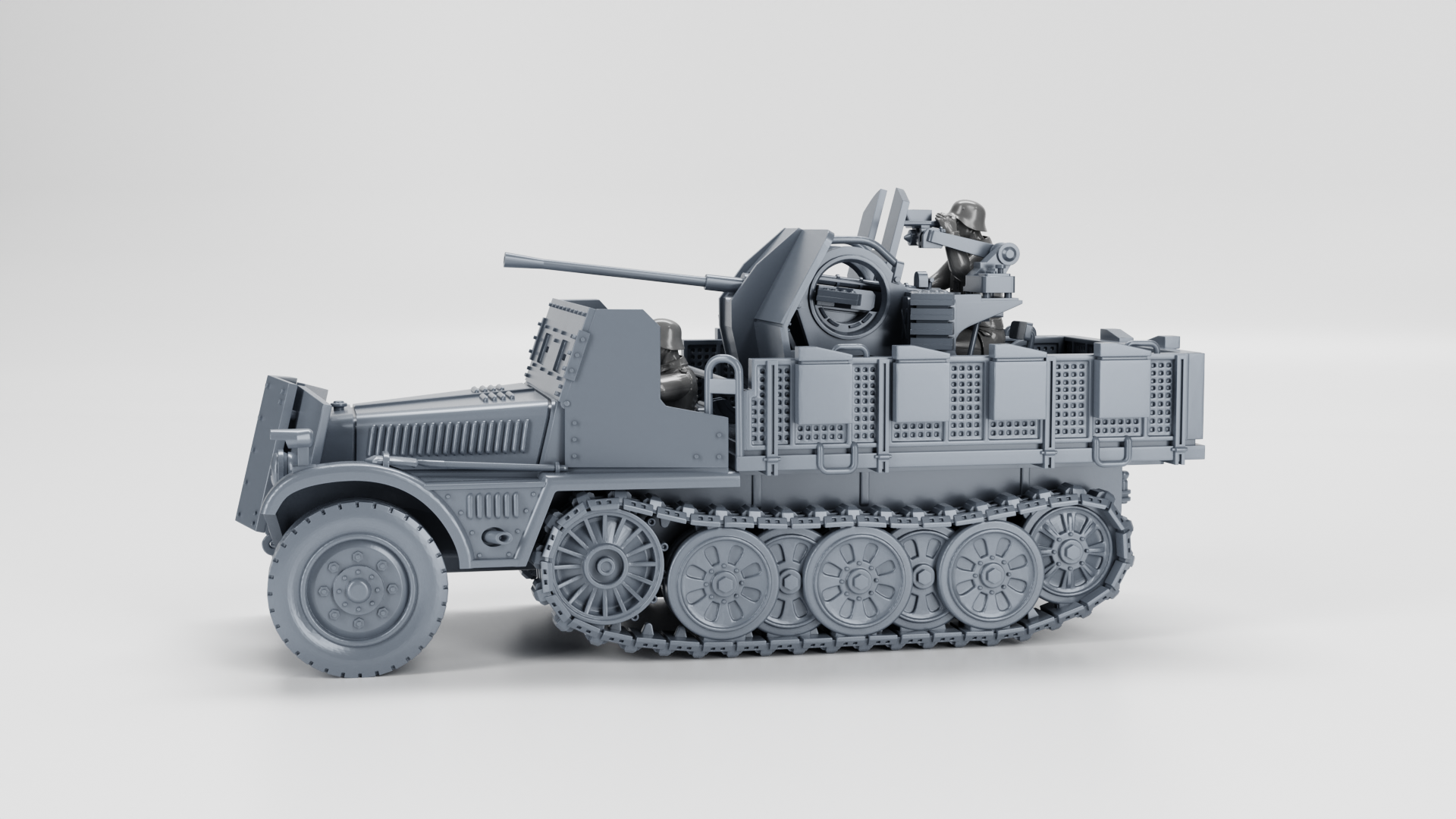 Sd.Kfz.10-5 with armor and 2 cm Flak 38 - German Army - 28mm Scale -  wargame3d
